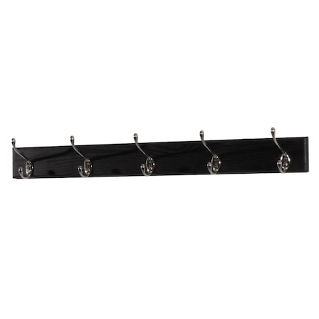 Palacedesigns 5 Hook Coat Rack, Nickel Hooks - Black PA3264170